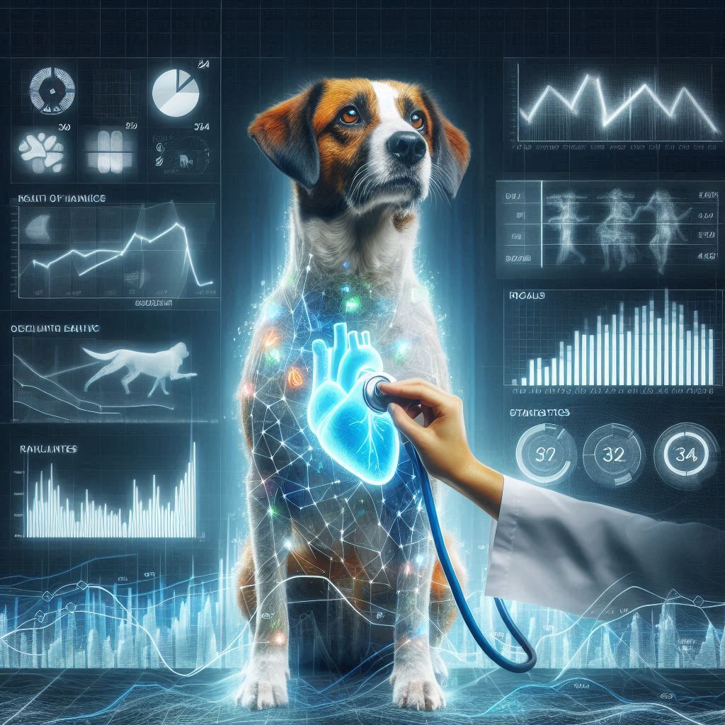 una imagen realista que combine estadística y salud de los perros